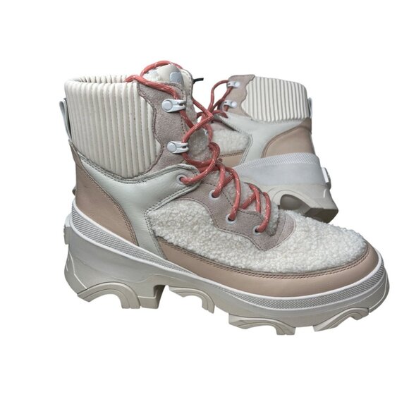 Sorel Brex Cozy Lace-Up Womens Boots Faux Fur Leather Beige Size 11 - Picture 6 of 14
